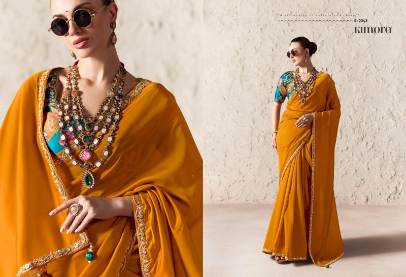 Rangat 4 By Kimora Fancy Fabric Embroidered Work Saree